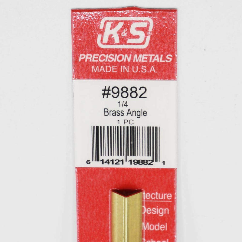 [Australia - AusPower] - K&S 9882 Brass Angle, 0.014" Wall - 1/4" Leg Length, 1 Piece, Made in The USA 