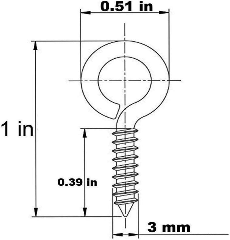 [Australia - AusPower] - 1 Inch Small Screw Eyes Metal Screw Hooks Ring Screws Fasteners Hardware Tools 120 Pcs. Silver 