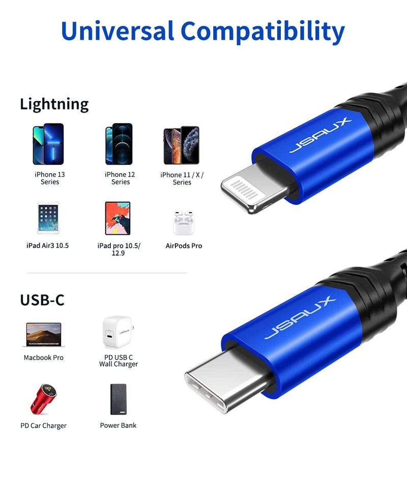 [Australia - AusPower] - USB C to Lightning Cable 4FT, JSAUX [Apple MFi Certified] iPhone 13 Charging Cable USB-C iPhone Cable for iPhone 13/13 Pro/13 Pro Max/12/12 Mini/12 Pro/11 Pro Max/X/XS/XR/8, iPad 8th 2020-Blue Blue 