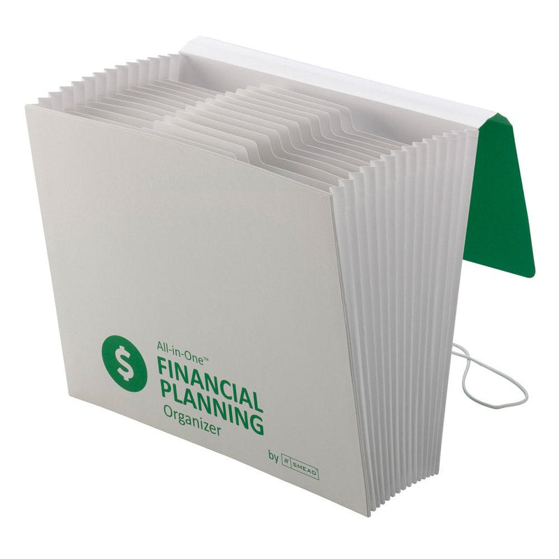 [Australia - AusPower] - Smead All-in-One™ Financial Planning Organizer with Flap and Cord closure, 13 Pockets, Letter Size, Green/White (92071) Financial Organizer 