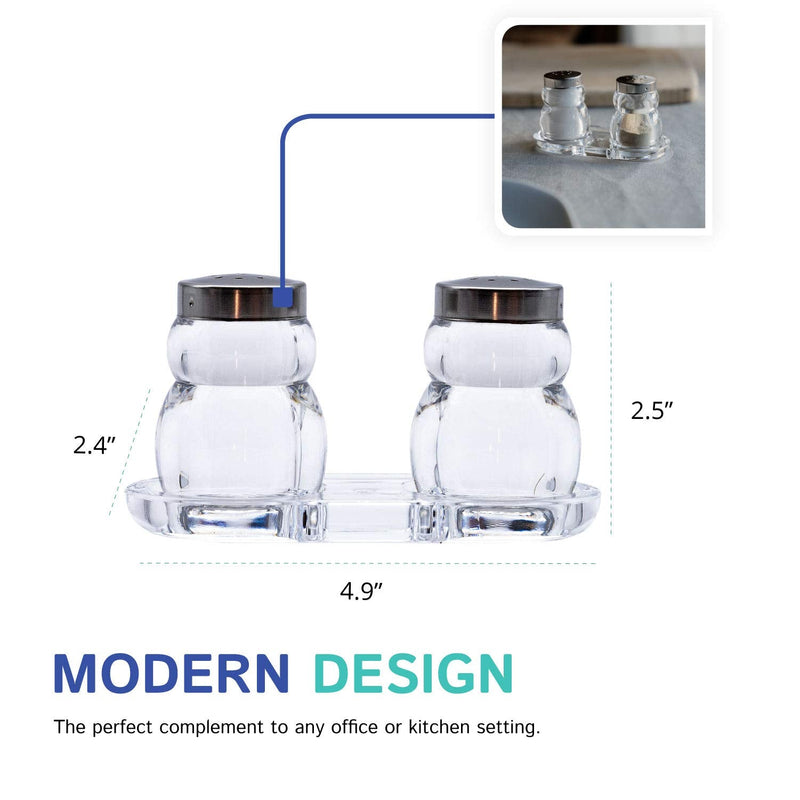 [Australia - AusPower] - Huang Acrylic Clear Salt and Pepper Shaker Set with Holding Tray | Modern Design Perfect for the Kitchen, Serving, Hosting, Picnics, Weddings, Parties | Easy to Clean and Durable 