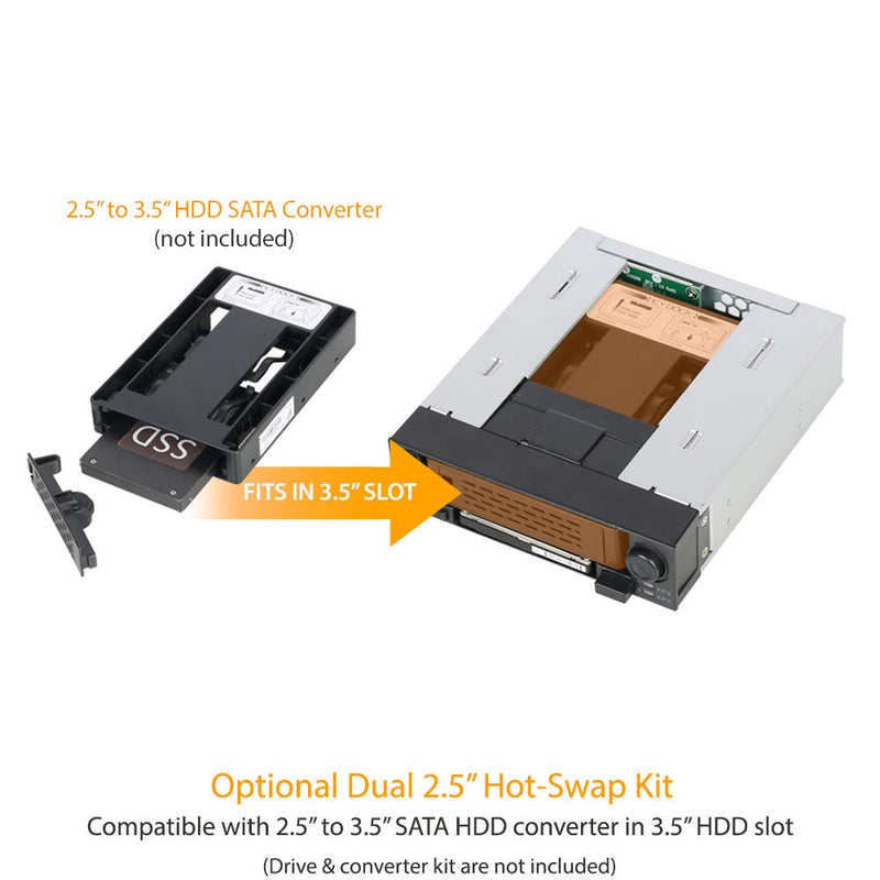 [Australia - AusPower] - ICY DOCK 2.5" & 3.5" SATA HDD/SSD Hot Swap Mobile / Caddy / Docking for External 5.25" Bay | DuoSwap MB971SP-B 