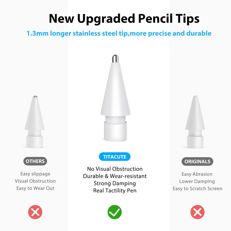 [Australia - AusPower] - TITACUTE Replacement for Apple Pencil Tip 2nd Gen 1st Generation 3-Pack Upgraded Metal Fine Point Precise iPencil Nib for Apple Pen Tips iPad 9th 8th 7th 6th Pro 12.9 11 10.5 Mini 6th 5th Air 4th 3rd 