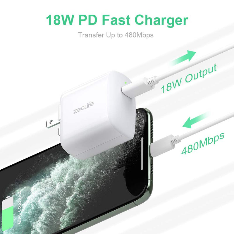 [Australia - AusPower] - iPhone 12 Fast Charger MFi Certified, 18W USB C Fast Wall Adapter with 3.9ft USB C-L Cable, Compatible with New iPhone 12/12 Mini / 12 Pro / 12 Pro Max /iPad Pro, Foldable Plug, LED Indicator 