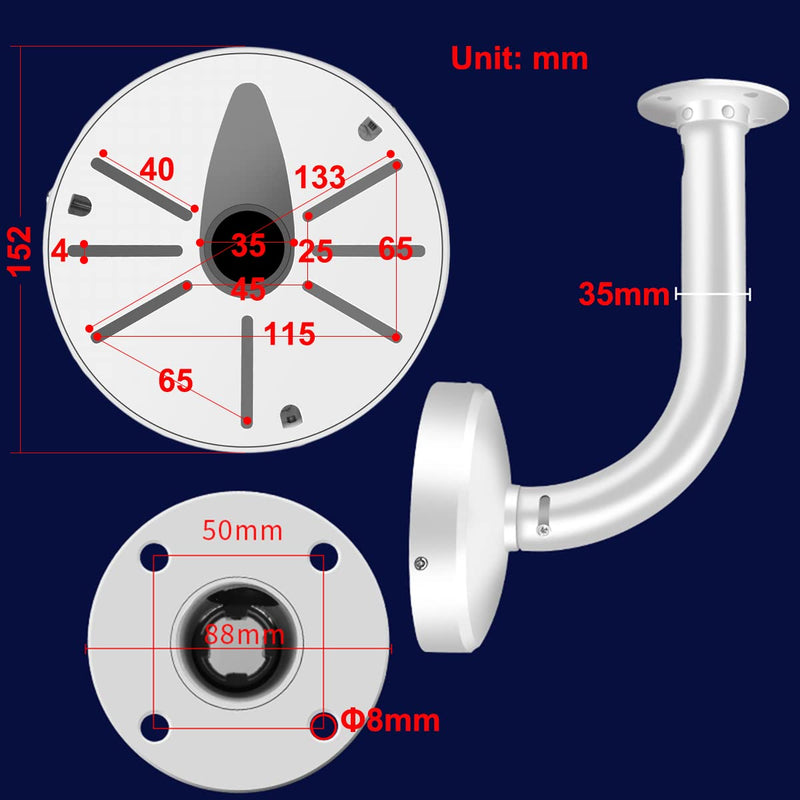 [Australia - AusPower] - V-Fiabilidad Dome Camera J-Type Wall Mount Bracket, 370mm/14.56" Security Camera Mount Universal Camera Wall Mounting Bracket/IP Camera for CCTV Surveillance Camera 