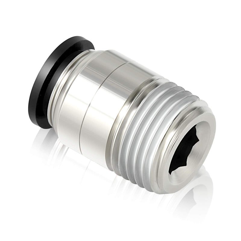 [Australia - AusPower] - TAILONZ PNEUMATIC Round Male Straight 3/8 Inch Tube OD x 3/8 Inch NPT Thread Push to Connect Fittings POC-3/8-N3 (Pack of 10) 3/8"OD x 3/8"NPT 