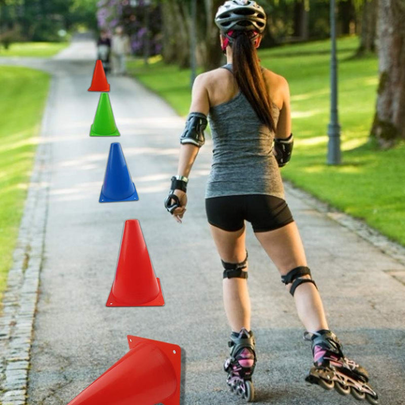 [Australia - AusPower] - Mirepty 7 Inch Plastic Traffic Cones Sport Training Agility Marker Cone for Soccer, Skating, Football, Basketball, Indoor and Outdoor Games Orange, 12 Pack 