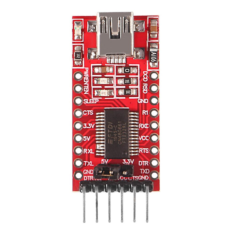 [Australia - AusPower] - ALMOCN 2PCS FT232RL FTDI Mini USB to TTL Serial Converter Adapter Module (Red) Red 