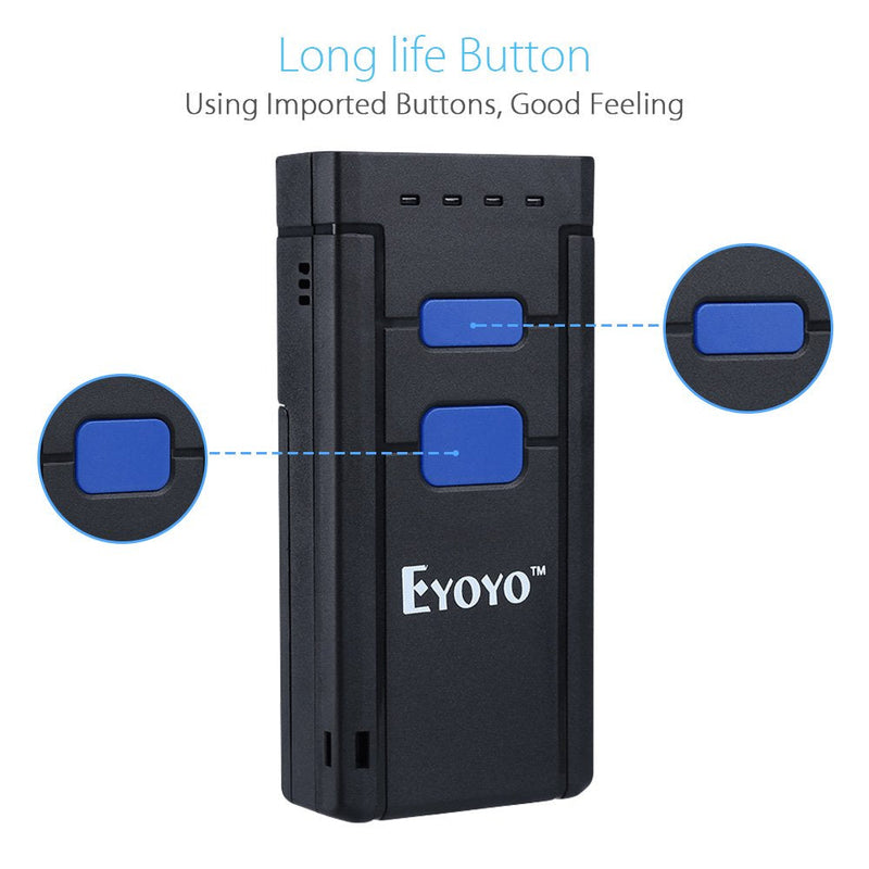 [Australia - AusPower] - Eyoyo Mini 1D Wireless Barcode Scanner Bluetooth,3-in-1 Bluetooth&2.4G Wireless&Wired Connection, Portable Inventory Bar Code Reader Compatible with iPhone, Android, Windows, Mac Tablets or Computers 