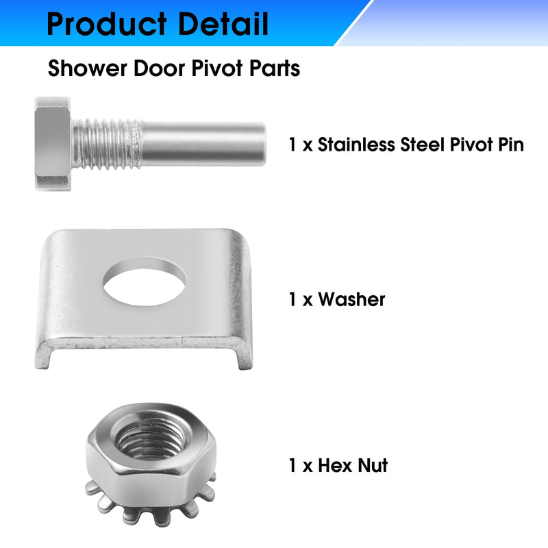 [Australia - AusPower] - ðŸðŸŽðŸðŸ‘ ð”ð©ð ð«ðšððž Shower Door Pivot pin- Stainless Steel Pivot pin Parts for Pivot Shower Doors -Shower Door Hardware Parts Contain Hex-Nut and Washer 