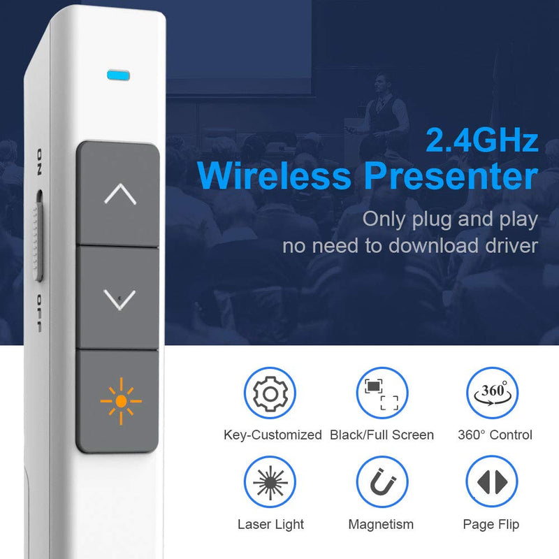 [Australia - AusPower] - NORWII N26 Wireless Presenter with Laser Pointer 300 FT, 2.4GHz Presentation Clicker for Powerpoint Presentation, PPT Powerpoint Clicker for Presentation Remote Google Slide Clicker 