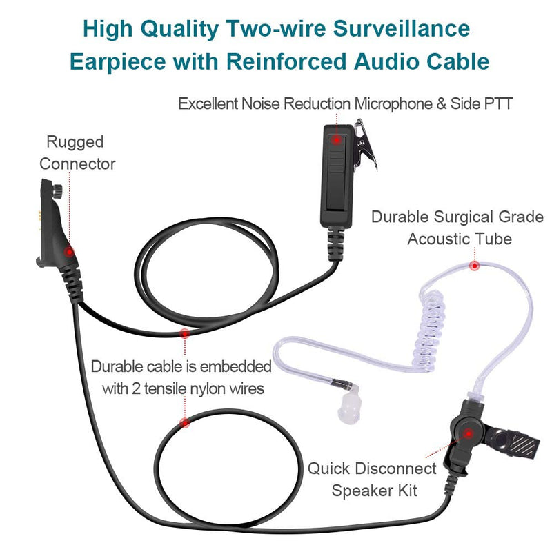 [Australia - AusPower] - WODASEN XPR7550e Earpiece Acoustic Tube Headset for Motorola APX6000 APX7000 XPR7380 XPR7580 XPR7350e XPR7380e XPR7550e XPR7580e Surveillance Walkie Talkie Radio Earpiece Covert Two Wire 