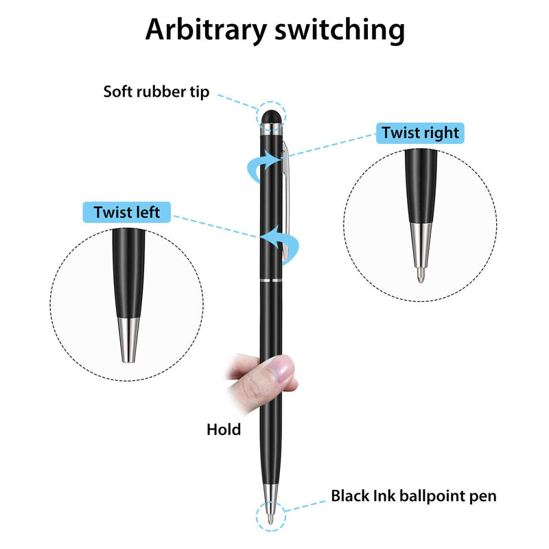 [Australia - AusPower] - Outus 32 Pieces Stylus Pen for Touch Screens, 2 in 1 Universal Ballpoint Fine Tip Stylus Metal Pens, Black Ink, for Most Capacitive Touch-Screen Phone Tablet (Black, Sliver) 