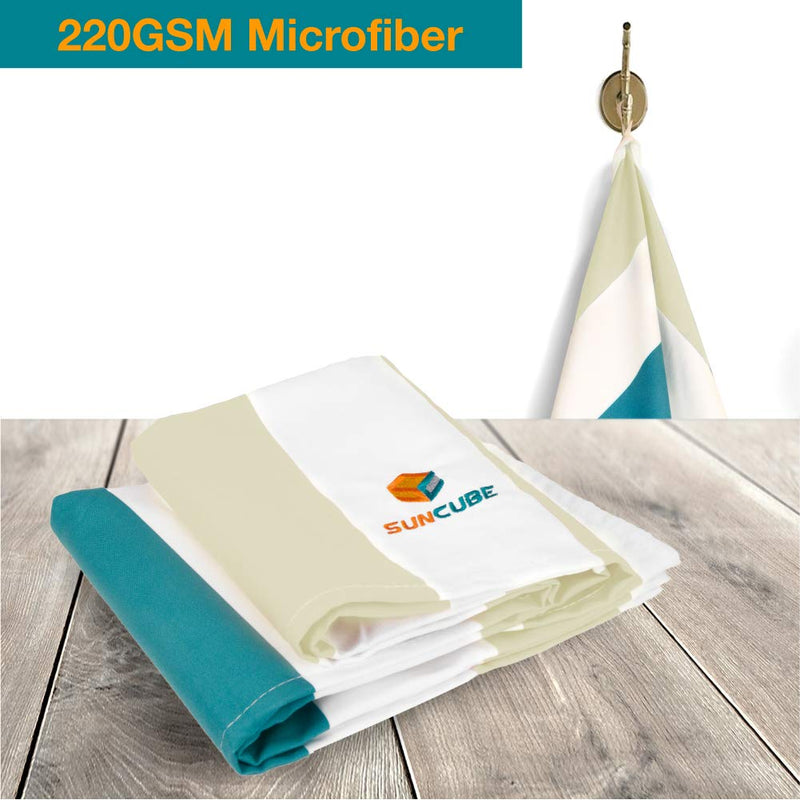 [Australia - AusPower] - SUN CUBE Microfiber Beach Towel | Sand Free Towel, Lightweight, Quick Dry, Compact Swim Towel for Adults | Packable Easy to Carry Towel for Beach, Pool, Camping, Travel Beige Standard - 60 x 30" 