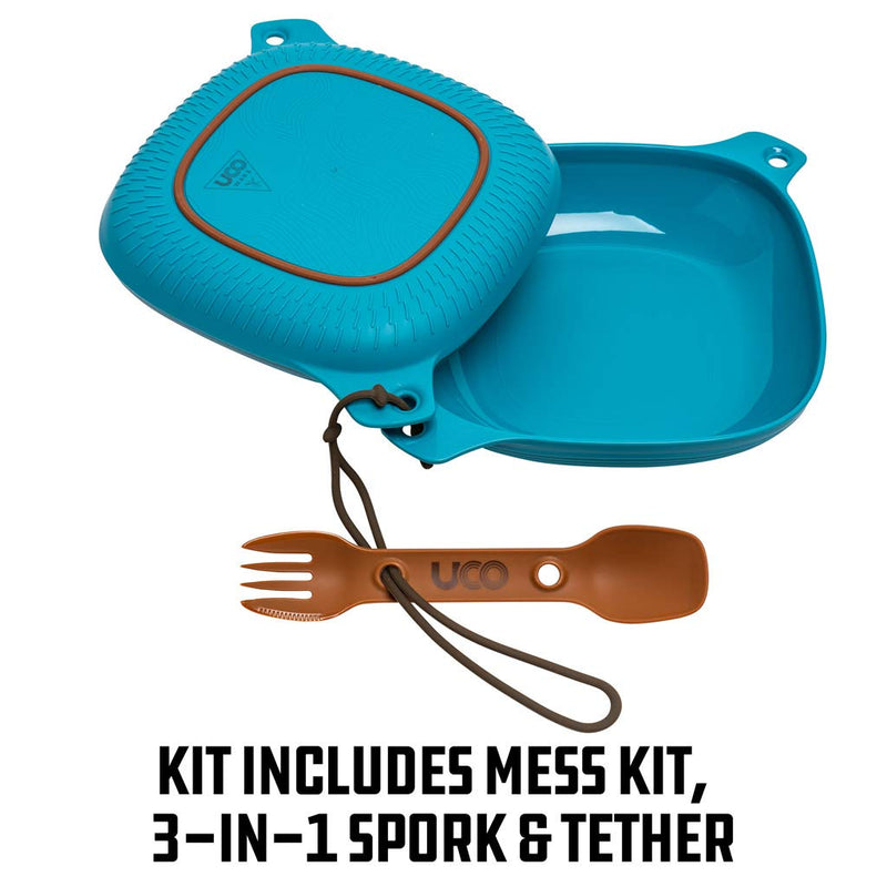 [Australia - AusPower] - UCO 4-Piece Camping Mess Kit with Bowl, Plate and 3-in-1 Spork Utensil Set Blue 