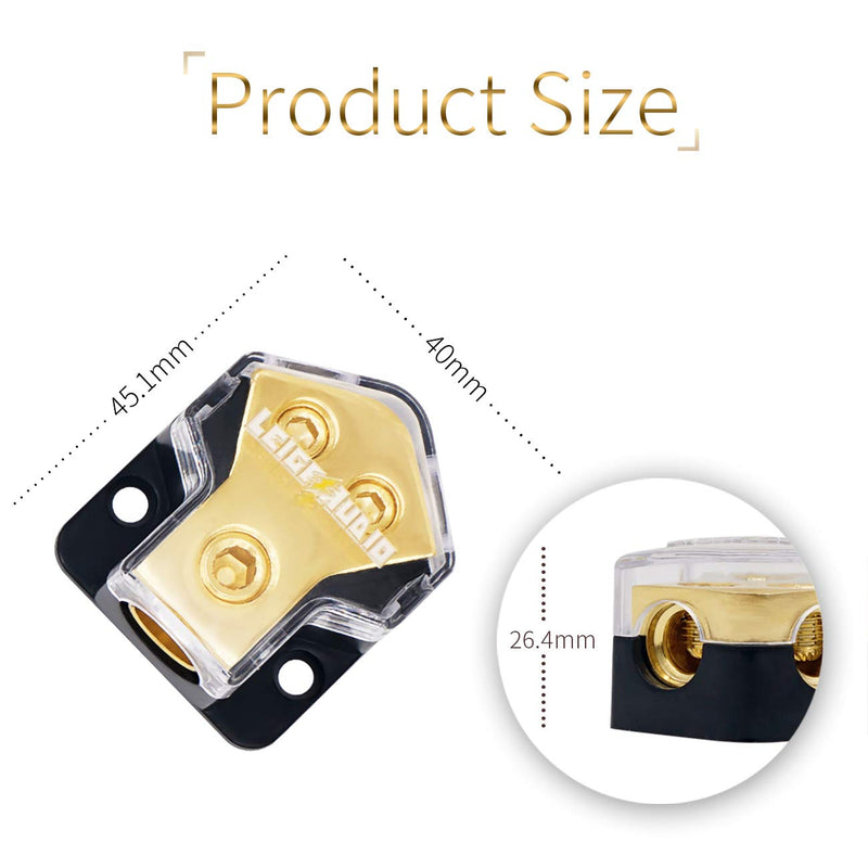 [Australia - AusPower] - LEIGESAUDIO 0/2/4 Gauge in 4/8 Gauge Out 2 Way Amp Copper Power Distribution Block for Car Audio Splitter (1PACK) 1PACK 