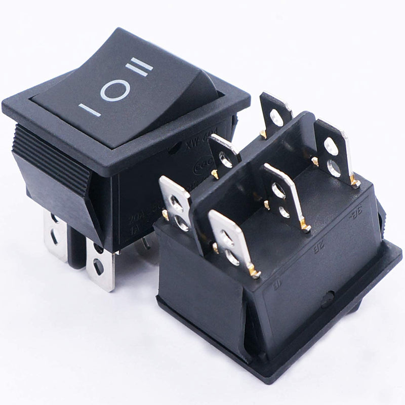 [Australia - AusPower] - TWTADE / 5Pcs Black ON/Off/ON DPDT 6 Pin 3 Position Boat Rocker Switch Car Auto Boat Rocker Toggle Switch Snap AC 250V 125V/20A KCD2-203 