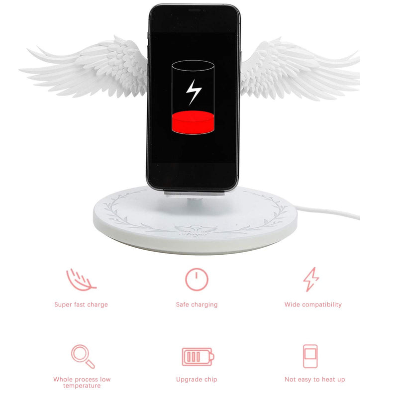 [Australia - AusPower] - Wireless Charger, 10W Max Fast Wireless Charging, Wireless Phone Charger Stand, Universal Angel Wing Style Fast Charging for Mobile Phone 