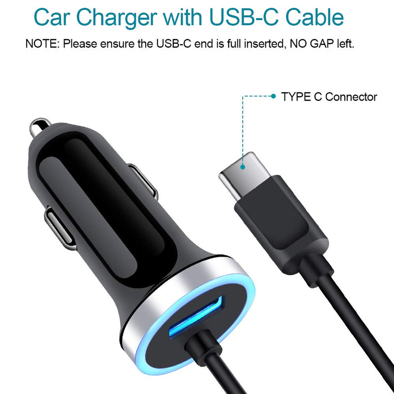 [Australia - AusPower] - Fast Type C Car Charger for Samsung Galaxy S21 S20 FE/Note 20 Ultra/S10 S10e S9 S8 A71 A51 A20 A21,Moto G Power G Stylus G Fast,Motorola Edge+ G9 G8 G7,3.4A Fast Charging Car Adapter+3ft USB C Cable 