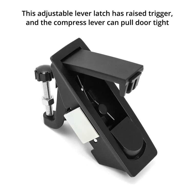 [Australia - AusPower] - QWORK 2Pcs Compression Latch Lock Zinc Alloy Flush Lever Latch Adjustable Grip Range 0.04"-0.94" Black 2 Pack 