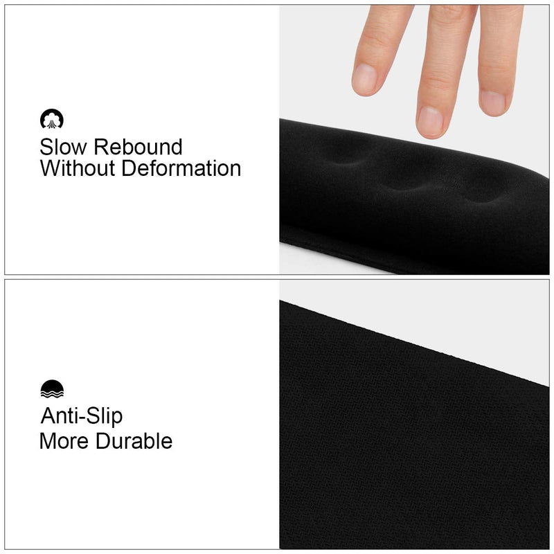 [Australia - AusPower] - VECUU Keyboard Wrist Rest, Keyboard Pad with Ergonomic Raised Memory Foam for Easy Typing & Pain Relief, Anti-Slip Wrist Support for Keyboard Suit for Computer, Laptop, Office, PC Gaming (Black) 