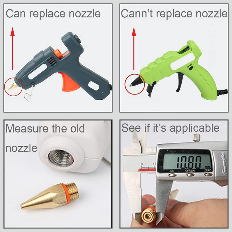 [Australia - AusPower] - Wolfride 4Pcs Glue Gun Nozzle Set Hot Glue Gun Tips 10.8mm Thread Interchangeable Copper Nozzle Bore Diameter 2mm 3mm 