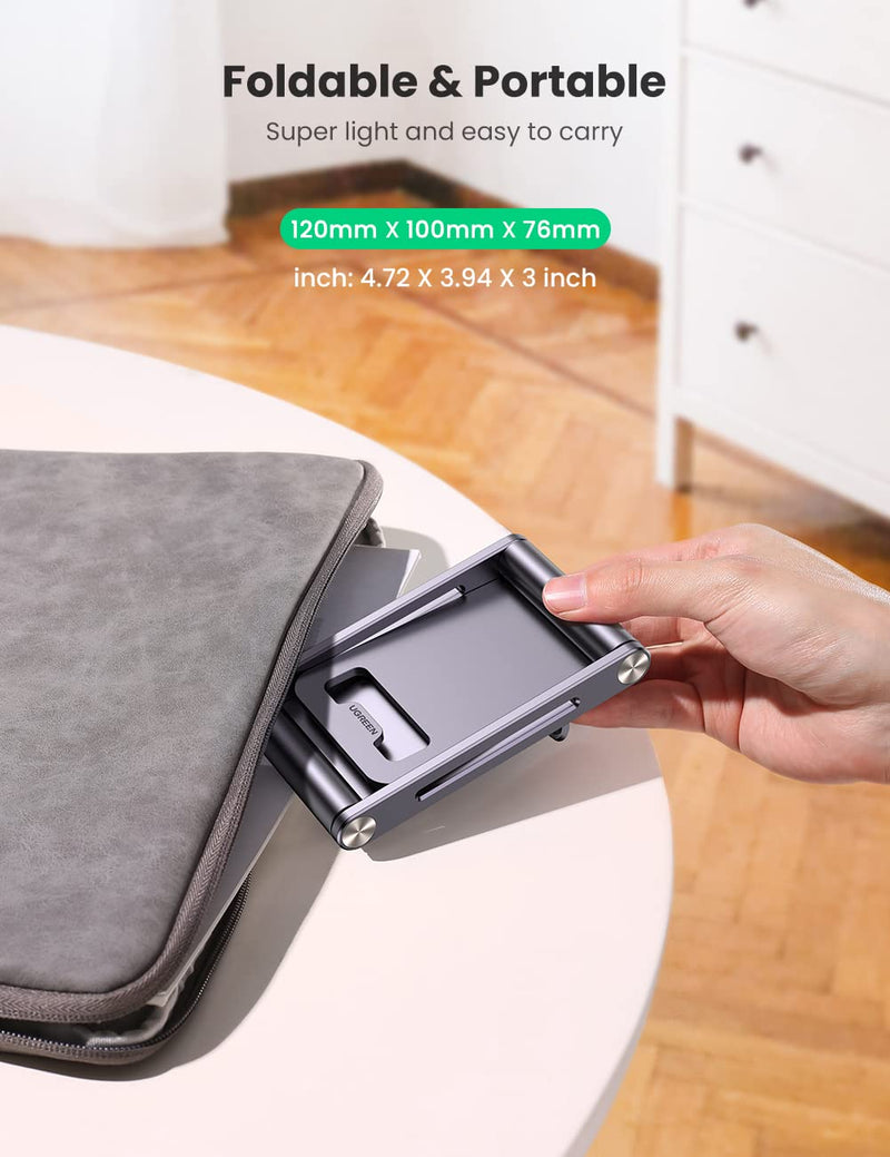 [Australia - AusPower] - UGREEN Cell Phone Stand Desk Adjustable Aluminum Mobile Phone Holder Compatible for iPhone 13 12 Pro Max, iPhone 11 X SE XS XR 8 Plus 6 7 6S Samsung Galaxy Note20 S20 S10 S9 S8 S7 Smartphone Grey 