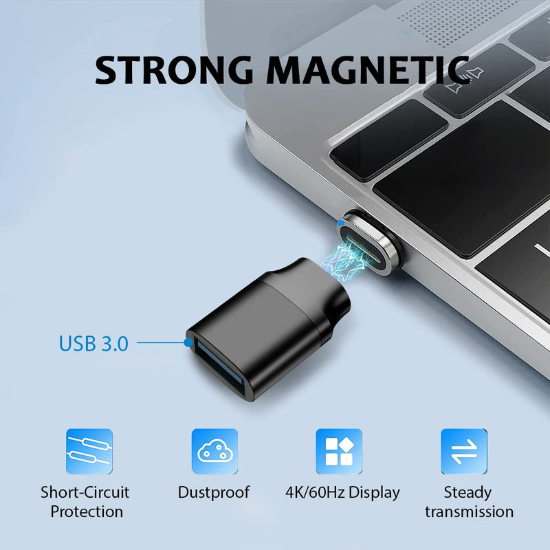 [Australia - AusPower] - Type C to USB Connector and USB C Magnetic Adapter, Type C Connector L Angle Support USB PD 100W Quick Charge, Faster Data Transfer Compatible with MacBook Pro/Air/ Type C Devices(2-Pack) two magnetic 
