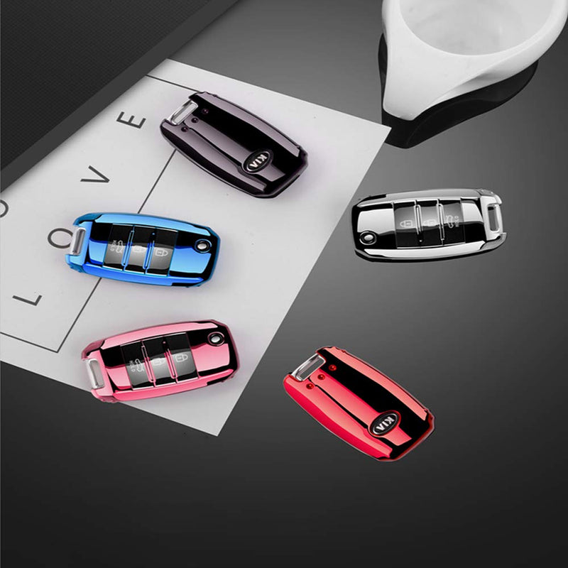 [Australia - AusPower] - Car Key Fob Cover,Fit for Kia Folding Key Fob Optima Alloy Keychain Blue 