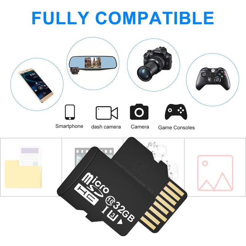[Australia - AusPower] - 32GB SD Card, Micro SDHC Card 32GB Micro SD SDHC Card High Speed Class 10 UHS-I Compatible Micro SD Flash Memory Card… 