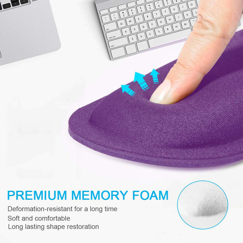 [Australia - AusPower] - Mouse Pad with Wrist Support, TECKNET Ergonomic Gaming Mouse Pad Pain Relief, Portable Comfortable Mousepad for Computer, Laptop, Office, Home and Travel, Non-Slip Base, Waterproof Surface, Purple 