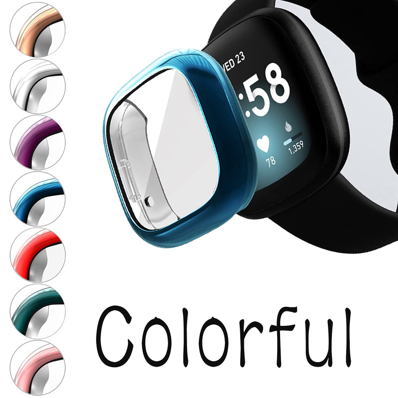 [Australia - AusPower] - Wugongyan Screen Protector Case Compatible with Fitbit Versa 3 Soft TPU Full Cover Protective Case for Fitbit Sense Smartwatch Accessories (7-Pack Brilliant Colors, Versa 3 / Sense) 7-pack Brilliant colors 
