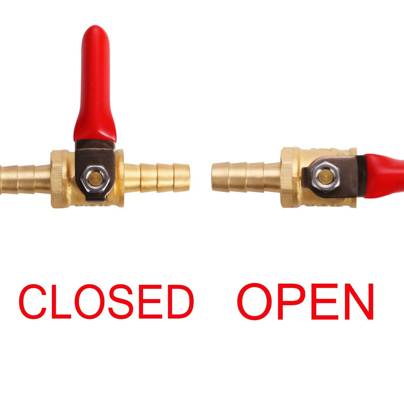 [Australia - AusPower] - Litorange 2 PCS Lead Free Brass Water Mini Ball Valve Shut Off Switch, 3/8" Hose ID x 3/8 INCH Hose Barb Pipe Tubing Fitting Coupler, 180 Degree Operation Handle 2PCS 3/8" x 3/8" 