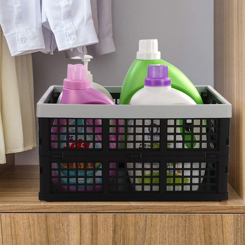 [Australia - AusPower] - Doryh 34 Quart Plastic Crates, Collapsible Storage Crates/Stackable Storage Container Basket, 2-Pack 