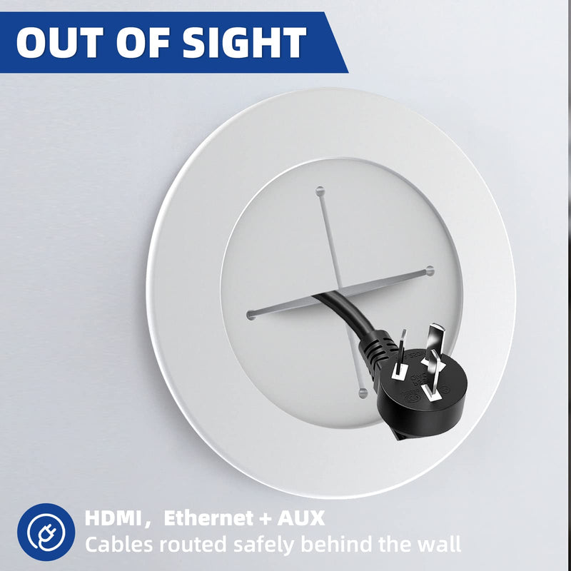 [Australia - AusPower] - TV Wire Hider Kit for Wall Mount TV, White in Wall Cable Management Kit, Includes 2 Pass Throughs and Hole Saw Drill Attachment for Easy Install 