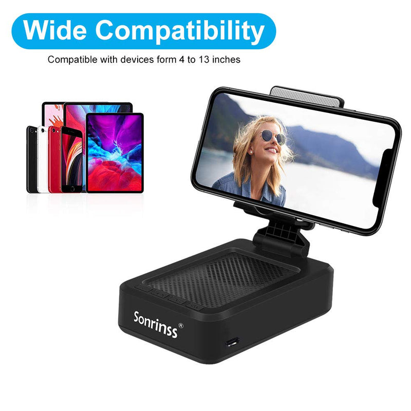 [Australia - AusPower] - Cell Phone Stand with Bluetooth Speaker, Wireless HD Surround Sound Cell Phone Speakers, Adjustable Phone Holder for Desk, Compatible with iOS & Android Smartphone, Suitable for Indoors, Outdoors 