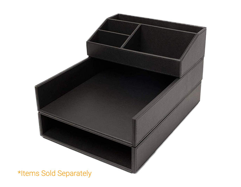 [Australia - AusPower] - Armory by Castle - Leatherette Desk Organizer Caddy - Clutter Organizer for Office, Home, Personal, Employee Office Supplies and Accessories (All-in-one Organizer - Stackable) 