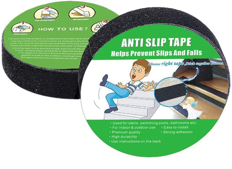 [Australia - AusPower] - Anti Slip Tape, High Traction,Strong Grip Abrasive, Not Easy Leaving Adhesive Residue, Indoor & Outdoor (1" Width x 190" Long, Black) 1" Width x 190" Long 