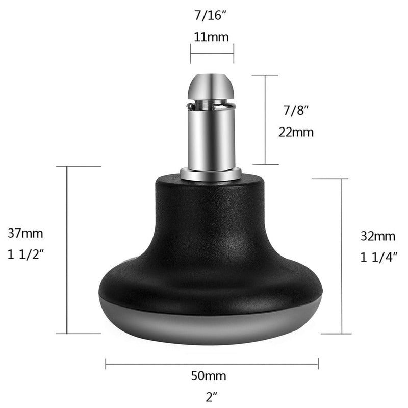 [Australia - AusPower] - uvce Bell Glides Replacement Office Chair Swivel Caster Wheels to Fixed Stationary Castors, Short Profile with Separate Self Adhesive Felt Pads Black 5pcs 