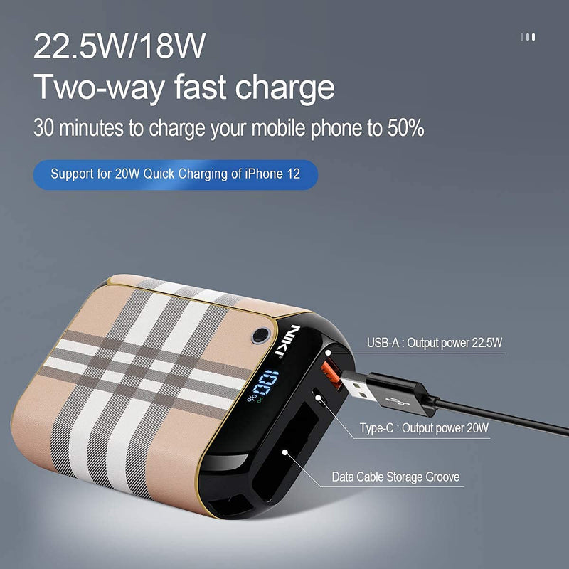 [Australia - AusPower] - NIKI Portable Charger 15000mAh 22.5W Fast Charging PD 3.0 & QC 3.0 Quick Charge High-Capacity Power Bank for iPhone, Samsung, Tablet and More (Plaid) Plaid 