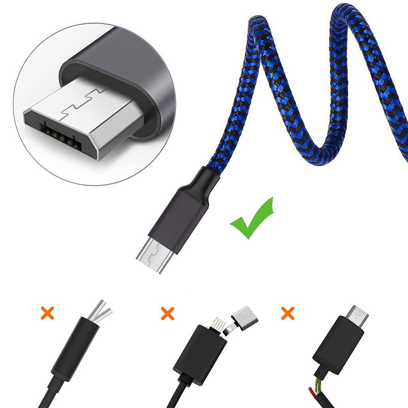 [Australia - AusPower] - Micro USB Cable, 3Pack 10FT Android Charger Cable Long Nylon Braided Sync and Fast Charging Cord Compatible with Samsung Galaxy S7 S6 Edge, Kindle, Android Smartphones, Tablets and More Blue 