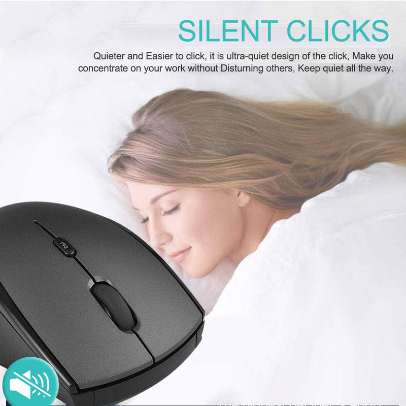 [Australia - AusPower] - Type C Wireless Mouse, USB C Gaming Wireless Mice 2.4G Silent Ergonomic with 3 DPI Levels Compatible with Samsung Chromebook, Google Pixelbook, Dell, HP OMEN, More Device (Black) Black 