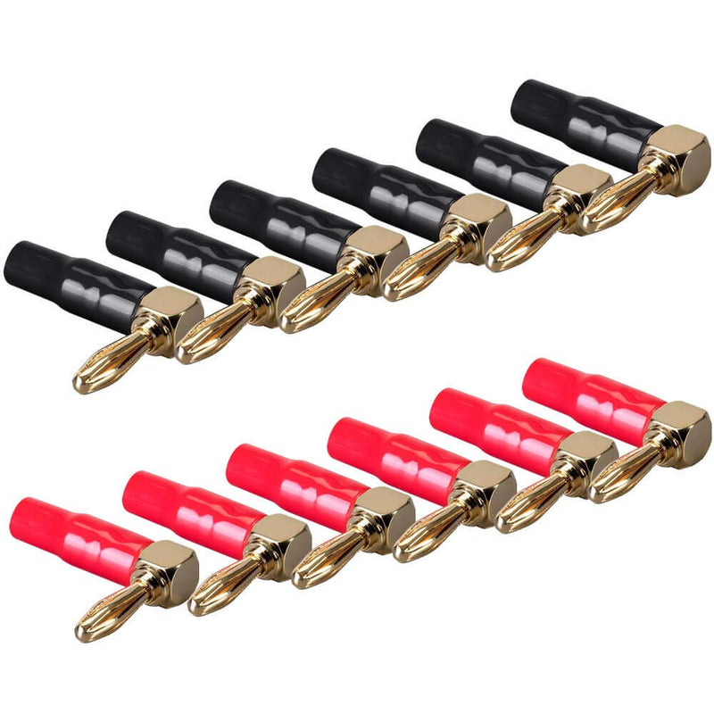[Australia - AusPower] - Goaycer 4mm Banana Plugs Right Angle 6 Pairs, 24k Gold Plated 90 Degree Speaker Connector (12Pcs) 