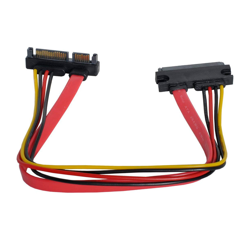 [Australia - AusPower] - Xiwai Down Angled SATA III 3.0 7+15 22 Pin SATA Male to Female Data Power Extension Cable 30cm 