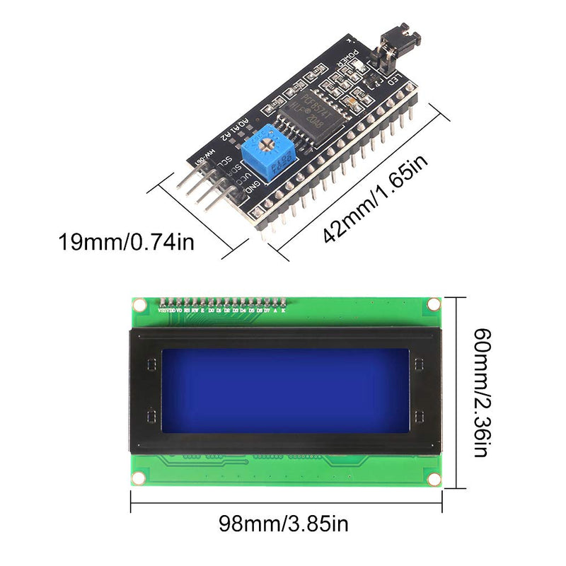 [Australia - AusPower] - Dorhea 2PCS IIC I2C TWI Serial LCD 2004 20x4 Blue Backlight Module with I2C Interface Adapter Compatible with Raspberry Pi 