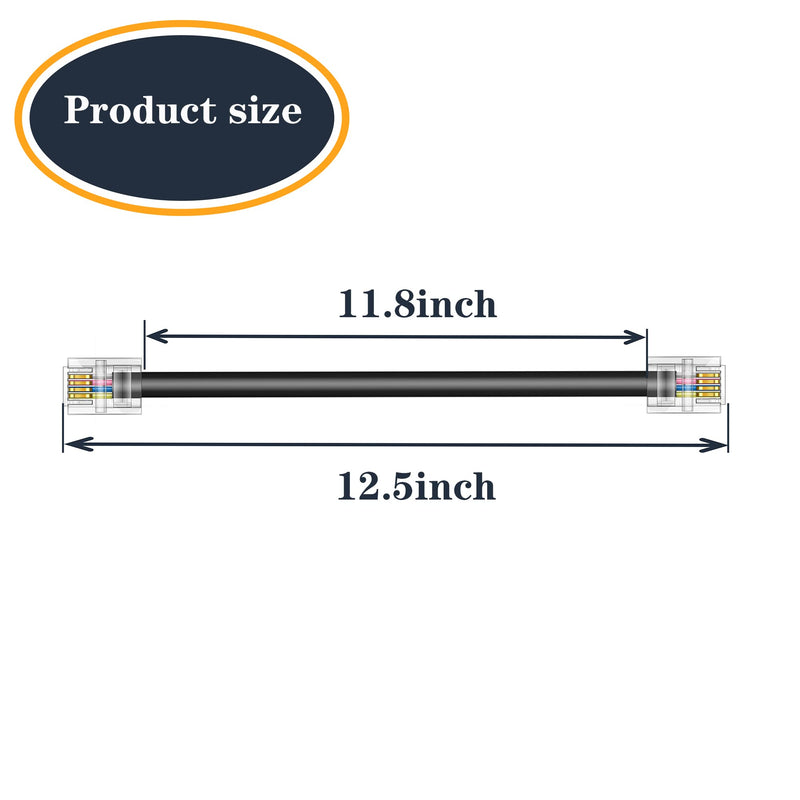 [Australia - AusPower] - Ubramac 3Pack Phone Cord Phone Telephone Extension Cord 1ft Cable Line with Standard RJ11 6P4C Plugs for Landline Phone and Fax,(Black, 1Feet) 