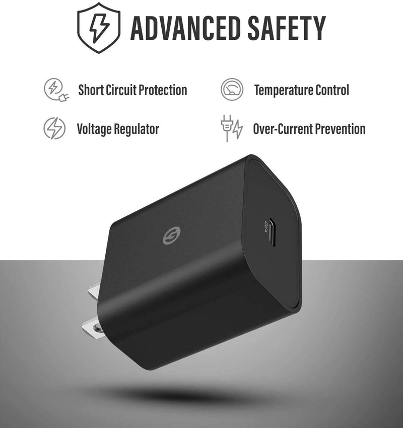 [Australia - AusPower] - Galvanox USB C Charger (20W) Fast Charging Wall Plug Power Adapter Block Compatible with iPhone 12/13 Pro Max/Mini/11/XR/Xs/Pixel/Note/Samsung Galaxy - Black 