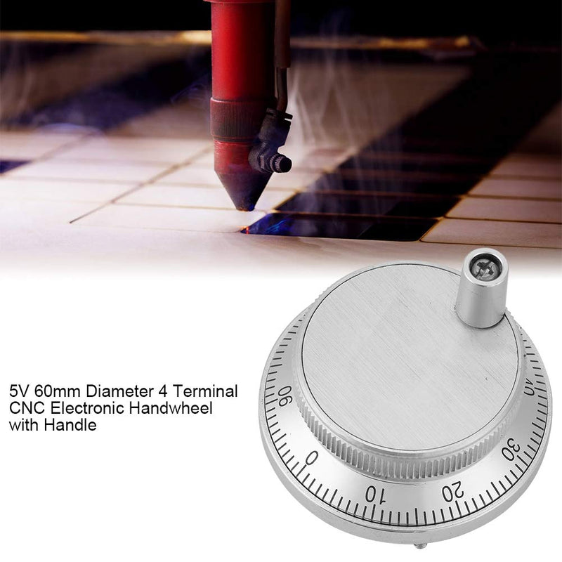 [Australia - AusPower] - 5V 4 Terminal CNC Eletronic Hand Wheel, 60mm Diameter Rotary Manual Pulse Generator Encoder for CNC System 