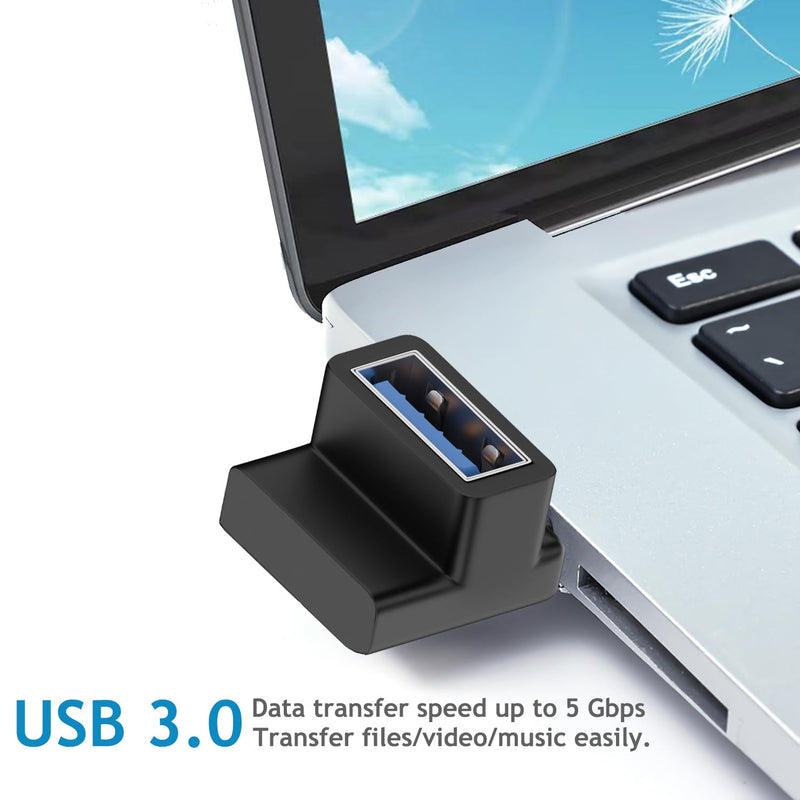 [Australia - AusPower] - Xsusmdom 90 Degree USB 3.0 Male to Female Adapter, (4 Pack) Up and Down & Left and Right Angle USB A Extender Connector for PC, Laptop, Hard Drive, Keyboard, USB A Charger, Power Bank 
