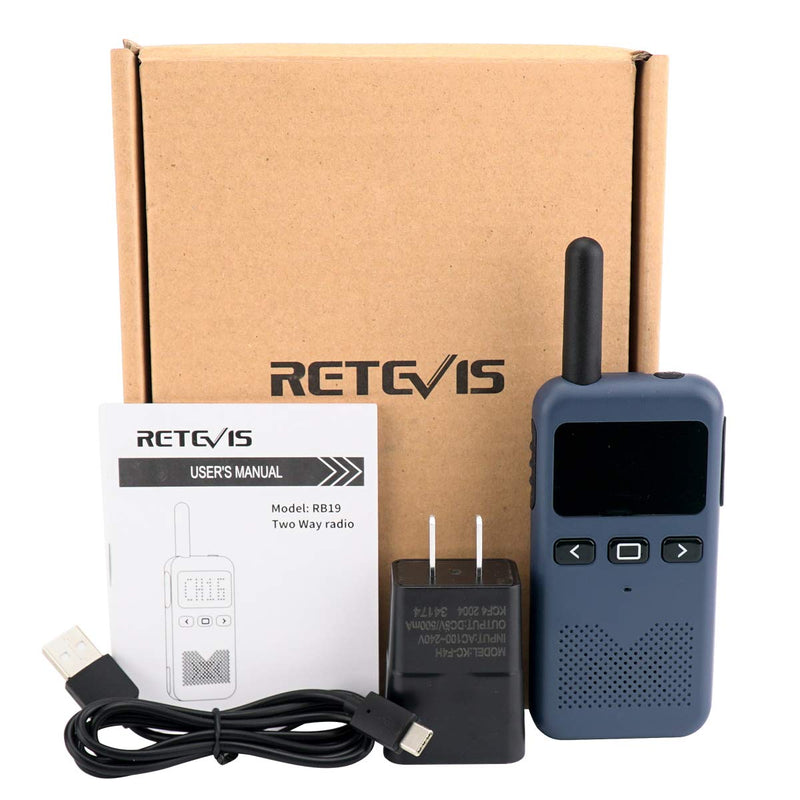 [Australia - AusPower] - Retevis RB19 Portable Two Way Radios,Rechargeable Walkie Talkies for Adults,Small 2 Way Radio Long Range,Ultra Thin,Channel Display,Emergency Alarm(1 Pack) 